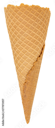 blank waffle ice cream cone isolated on white