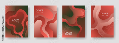 Gradient fluid shapes abstract covers vector collection. Glitch folder backgrounds design. Organic bubble fluid splash shapes, oil drop molecular mixture concept backdrop. Cover templates.