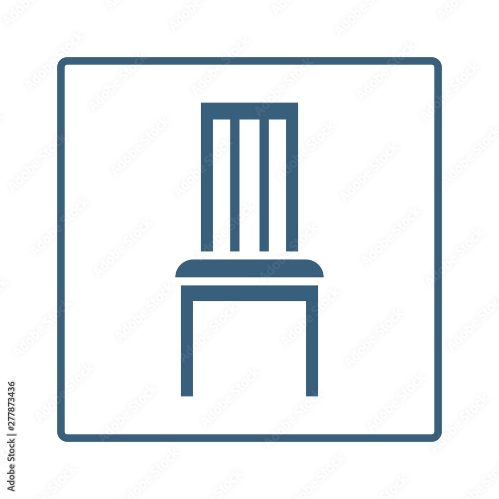 Chair line vector icon in a square frame isolated on a white background Chair line vector icon in a square frame isolated on a white background