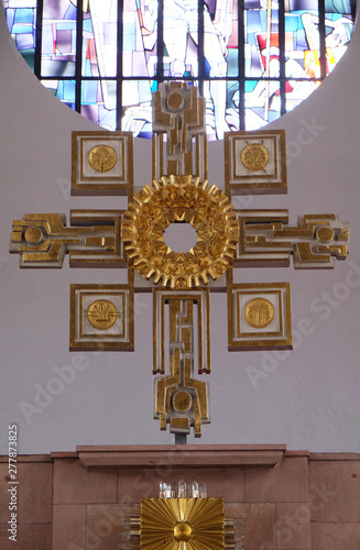 Main altar in the Saint Lawrence church in Kleinostheim, Germany  photo