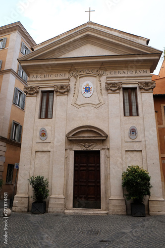 Portal of San Giovanni della Pigna Church in Rome, Italy 