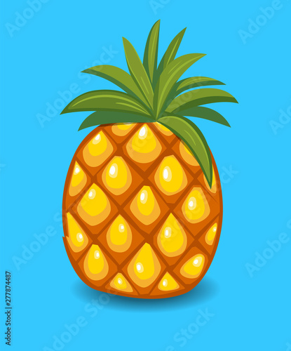 Summer fruits for healthy lifestyle. Pineapple fruit. Vector illustration cartoon flat icon isolated on white.