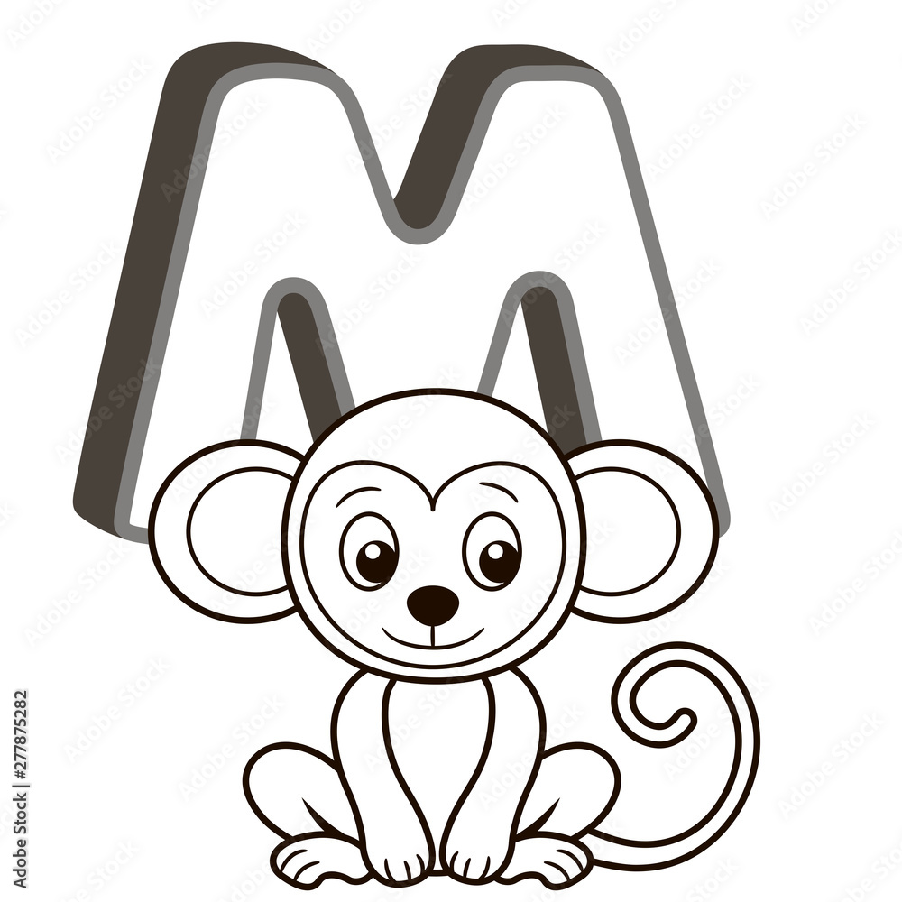 coloring book alphabet with capital letters of the English and cute ...