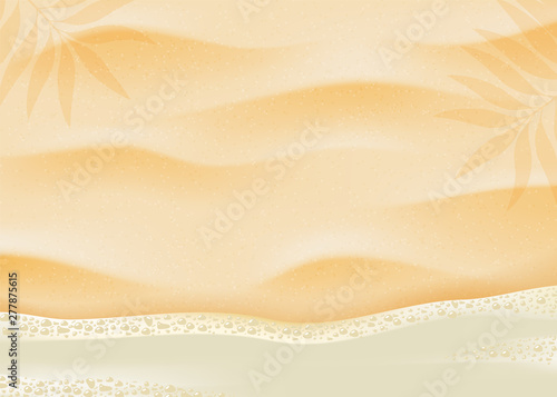 Beach sand on ocean coast sea azure wave with bubble. Tropical travel, summer vacation holiday paradise resort background template.