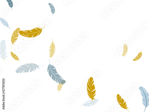 Fluffy twirled feathers on white design.