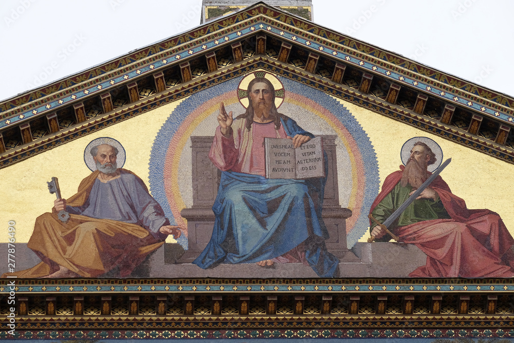 Mosaic of Jesus Christ the Teacher, Saints Peter and Paul, Basilica of Saint Paul outside the walls, Rome, Italy