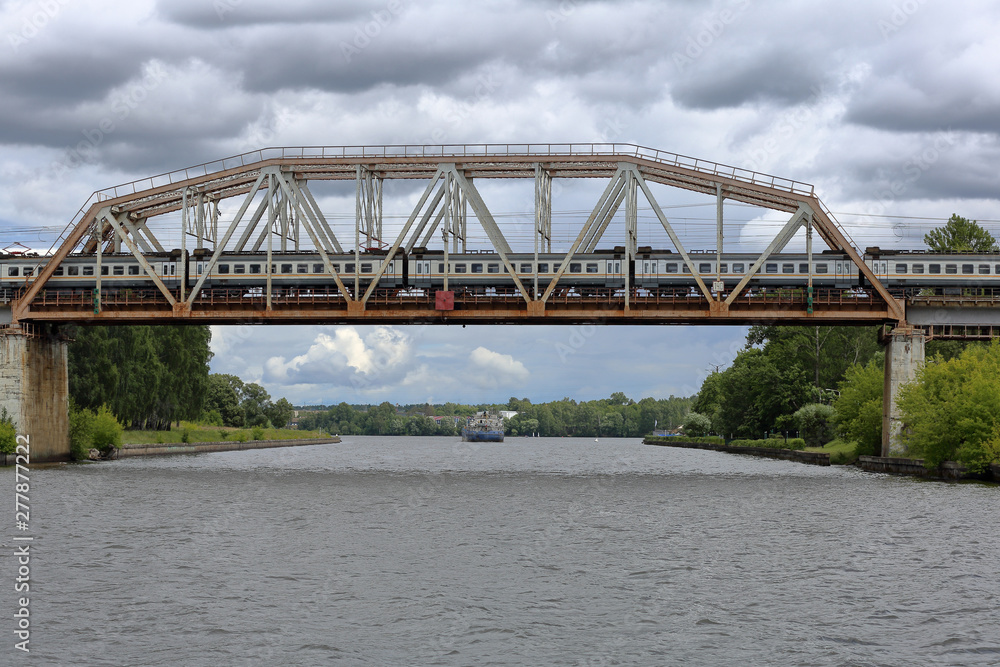 Transport bridge across the widest river in the Russian capital, Moscow