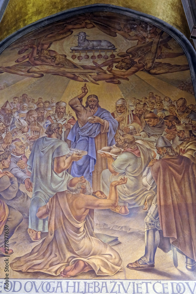 Triumph of Holy Communion, fresco in the church of St. Mark in Zagreb, Croatia Triumph of Holy Communion, fresco in the church of St. Mark in Zagreb, Croatia