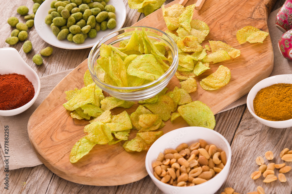 Wasabi coated peanuts. Wasabi coated peanuts.