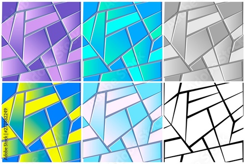 Seamless texture of stained glass. Repeat abstract background with geometric polygons