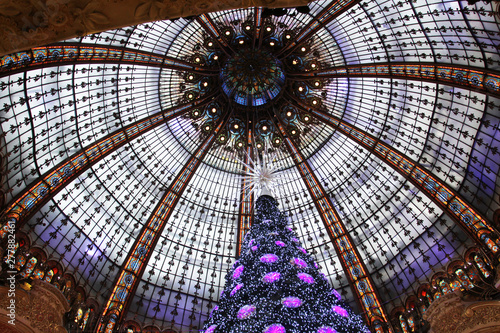 Photography The Christmas tree at Galeries Lafayette in Paris, France
