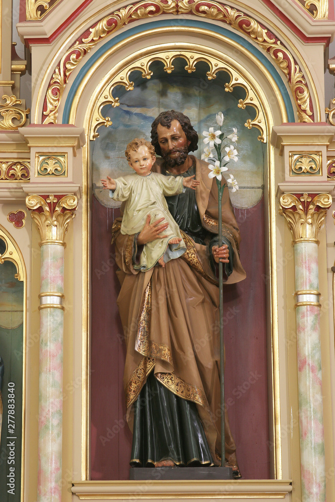 Statue of Saint Joseph in the Church of Holy Cross in Sisak, Croatia