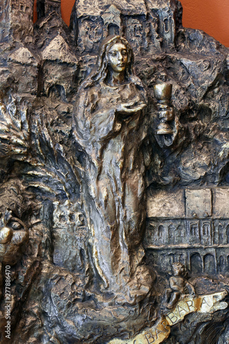 Saint Barbara, bas relief in Chapel of Saint Dismas in Zagreb, Croatia photo