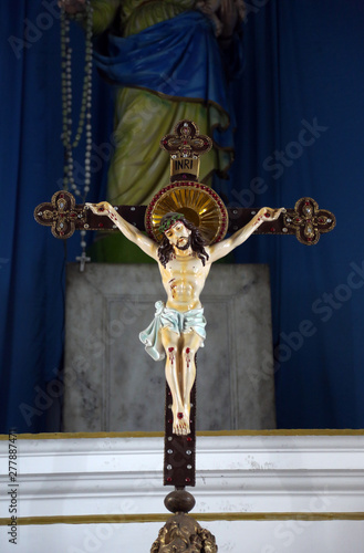 Crucifixion, Catholic Cathedral of the Most Holy Rosary, commonly known as the Portuguese Church, in Kolkata. It is also known as the known as the Murgihata Church and was founded in 1799.