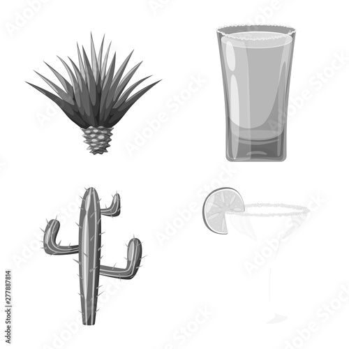 Vector illustration of fajita and fiesta icon. Set of fajita and celebration vector icon for stock.