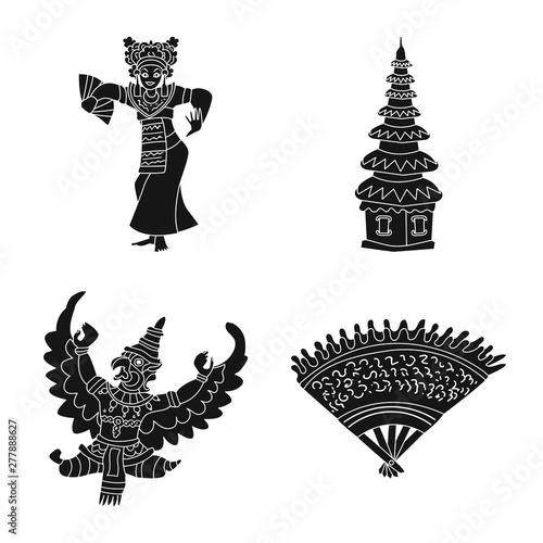 Isolated object of and traditional logo. Set of and bali stock symbol for web.