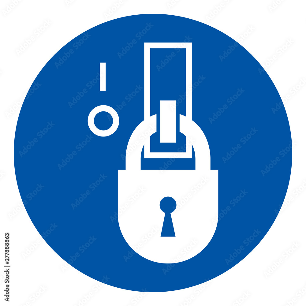 Lock Out In De-Energized State Symbol Sign,Vector Illustration, Isolated On White Background Label. EPS10 Lock Out In De-Energized State Symbol Sign,Vector Illustration, Isolated On White Background Label. EPS10
