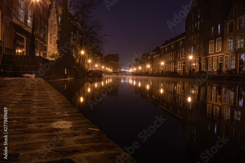 Night image of the beautiful city of Leiden, Netherlands