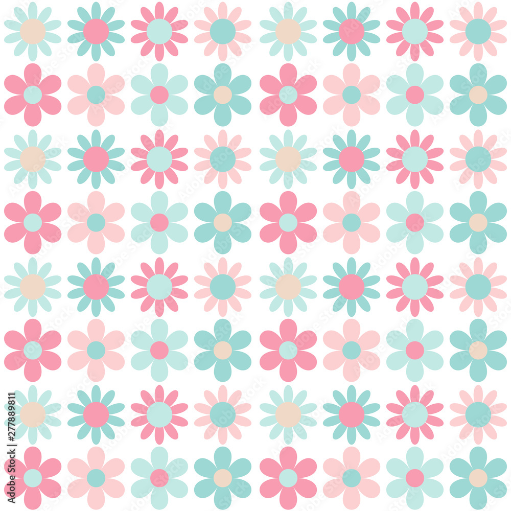 Abstract seamless pattern of pink and blue flowers Abstract seamless pattern of pink and blue flowers