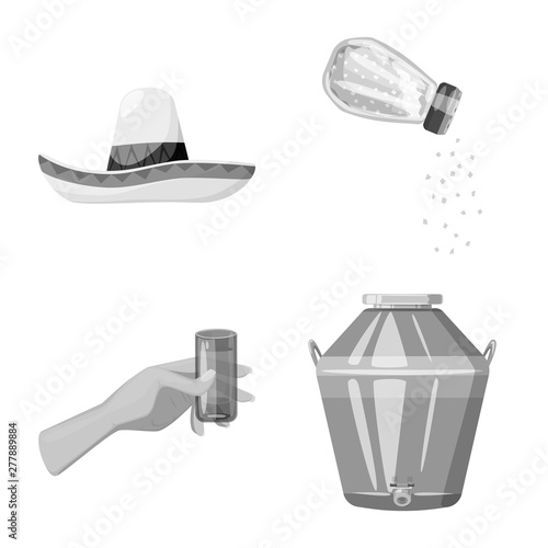Isolated object of fajita and fiesta symbol. Set of fajita and celebration stock symbol for web.