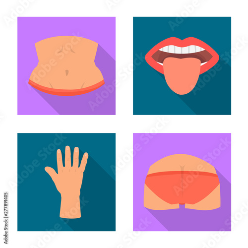 Isolated object of body and part icon. Collection of body and anatomy vector icon for stock.