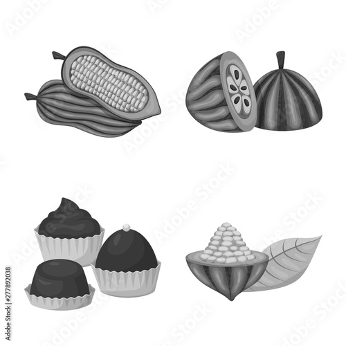 Vector design of dessert and sweetness icon. Set of dessert and product stock symbol for web.