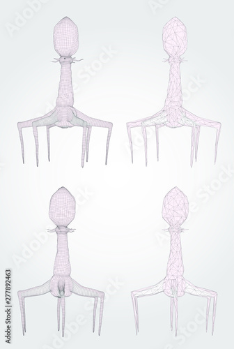 3d model of a bacteriophage, an artificial microorganism for the treatment of deadly diseases. future of medicine