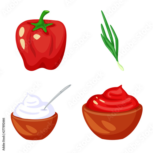 Isolated object of food and flavors icon. Collection of food and ingredient stock symbol for web.