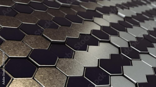 Wallpaper Mural 3d Abstract background animation. Metal hexagons. Torontodigital.ca