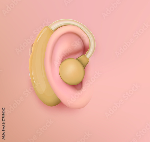 vector human ear. hearing treatment, plastic surgery, implantation
