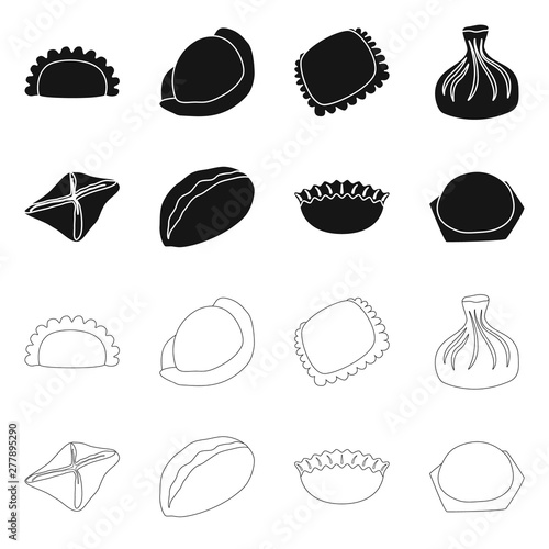 Vector design of products and cooking symbol. Collection of products and appetizer vector icon for stock.