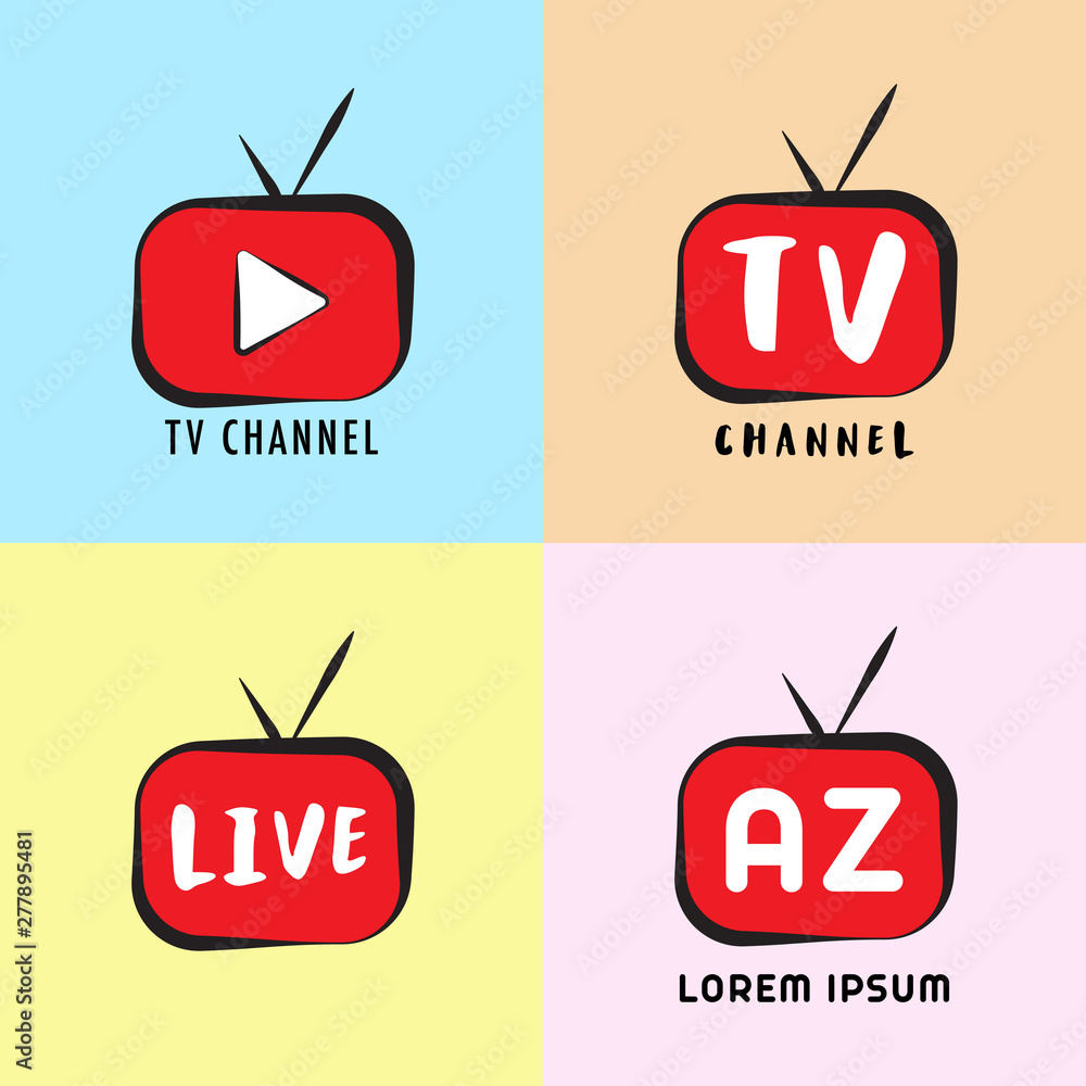 Youtube, Instagram, Live Streaming, Online Television, Web TV, Simple,  Alphabetic, Pictorial, Cartoon Concept with play button, Red, Black,  Colorful Background, TV Channel Logo Design Template Stock Vector | Adobe  Stock
