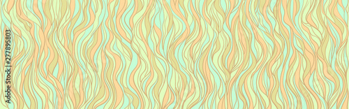 Seamless multicolored wallpaper on horizontally surface. Colorful wavy background. Hand drawn waves. Stripe texture with many lines. Waved pattern. Colored illustration for banners, flyers or posters