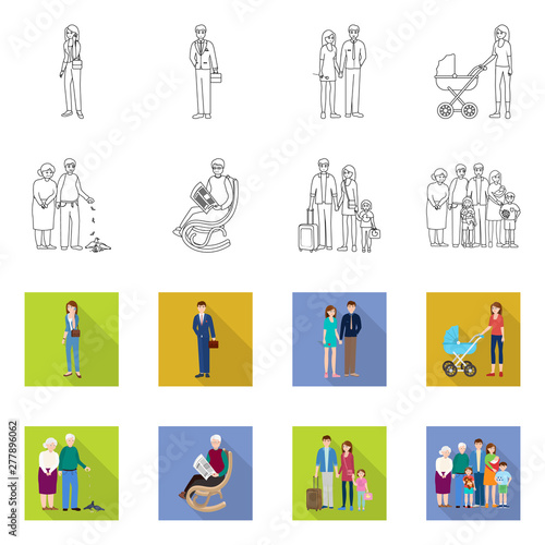 Vector design of character and avatar icon. Collection of character and portrait vector icon for stock.