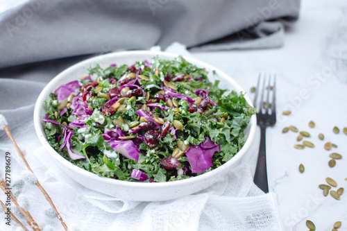 Kale Salad with Pumpkin Seed and Red Cabbage 