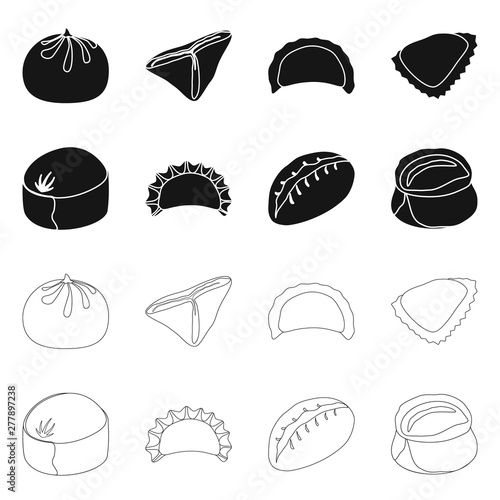 Vector design of products and cooking sign. Set of products and appetizer vector icon for stock.