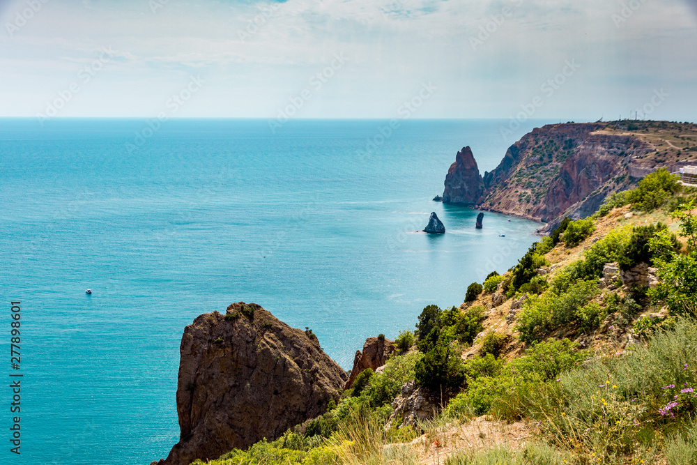 Serene view of Saint George rock island in Crimea