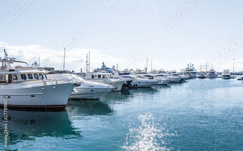 Yachts and boats on the pier near the Sochi seaport