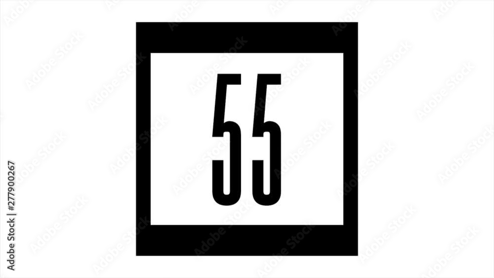 Countdown 60 to 0. Timer, chronometer on white background with black square Countdown 60 to 0. Timer, chronometer on white background with black square