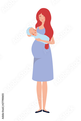 woman standing with a newborn baby in her arms