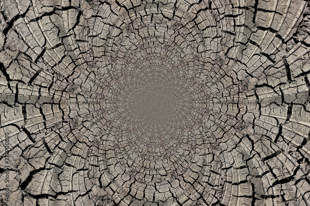 abstract image in a kaleidoscope with cracks on the ground abstract image in a kaleidoscope with cracks on the ground
