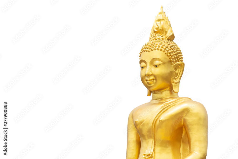 golden Buddha statue isolated with clipping paths