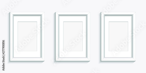 Realistic photo frame vector design illustration isolated on grey background