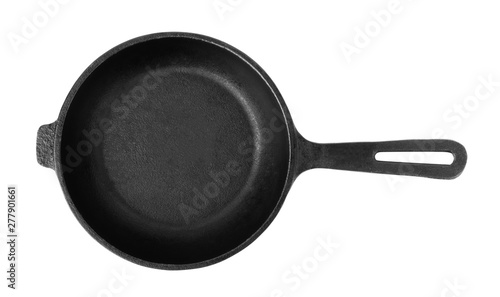 Cast iron frying pans isolated on white