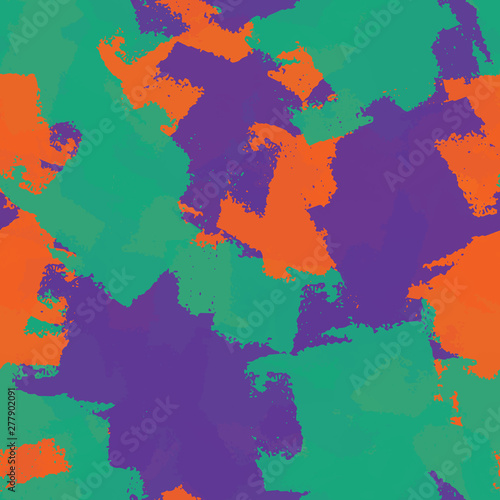 Seamless abstract background of paint strokes orange, green, purple. Texture for printing on fabric, business cards, posters.