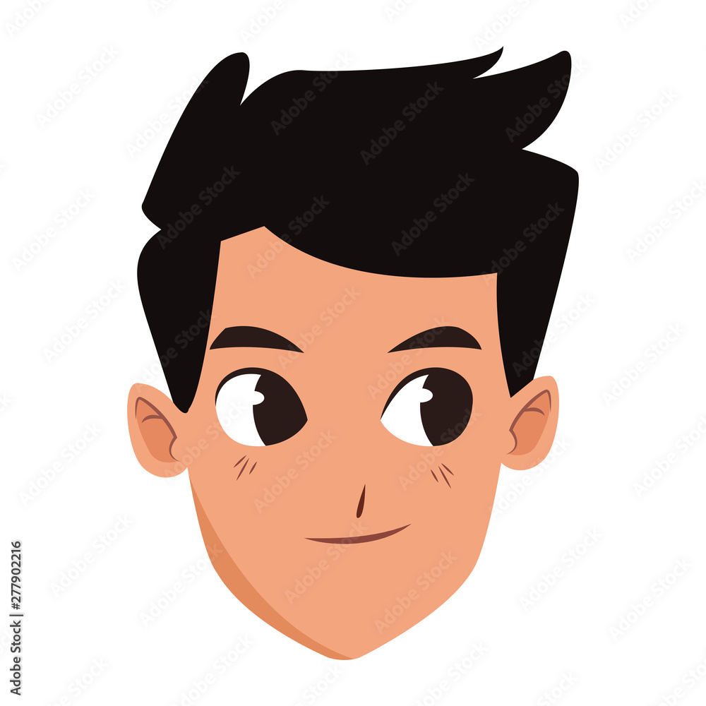 Fototapeta premium Young man face smiling cartoon