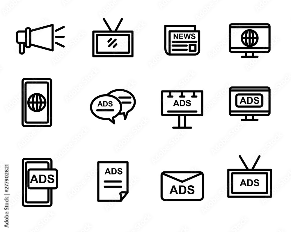 Set of advertisement and marketing icon related suitable for interface or modern graphic design, suitable for doodle too Set of advertisement and marketing icon related suitable for interface or modern graphic design, suitable for doodle too