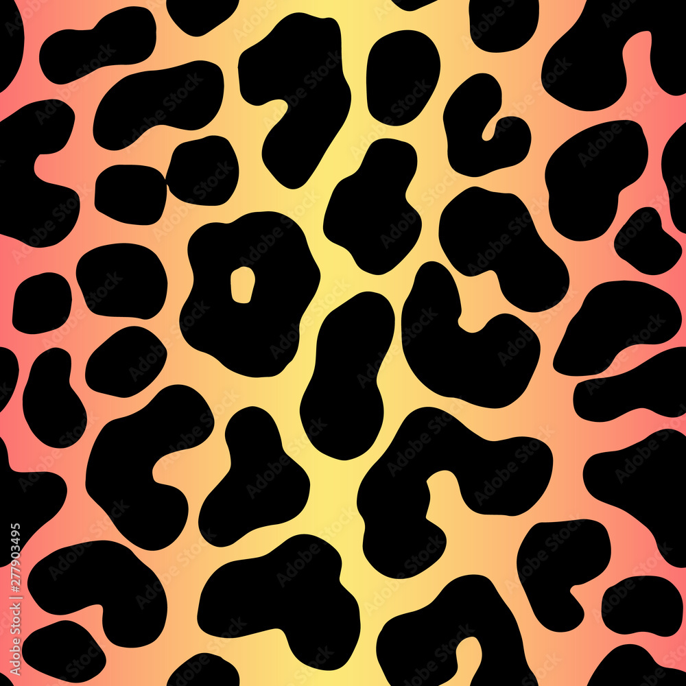 Leopard gradient pastel seamless pattern. Animal Print Yellow and coral  color 90's. Vector Cheetah fashion print. Stock Vector | Adobe Stock
