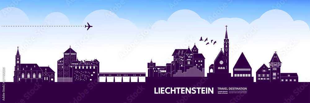 Liechtenstein travel destination grand vector illustration.