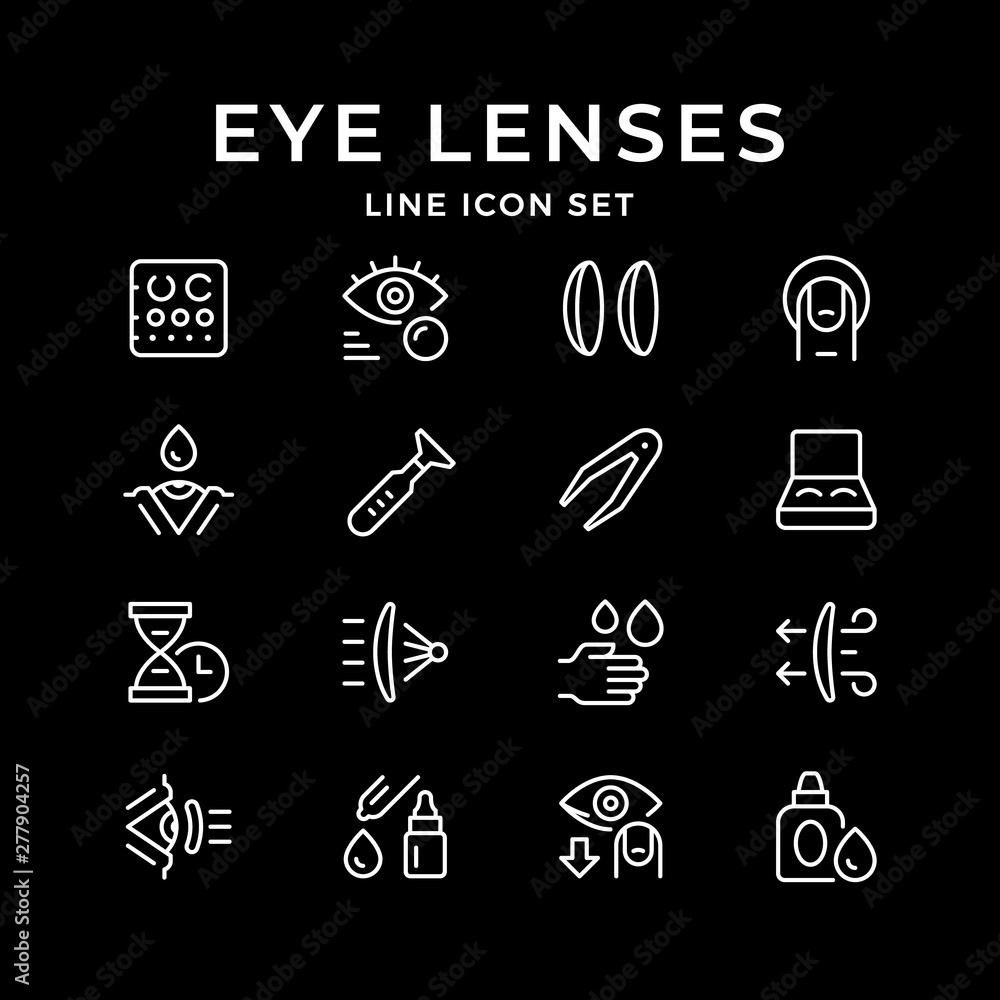 Set line icons of contact lenses Set line icons of contact lenses